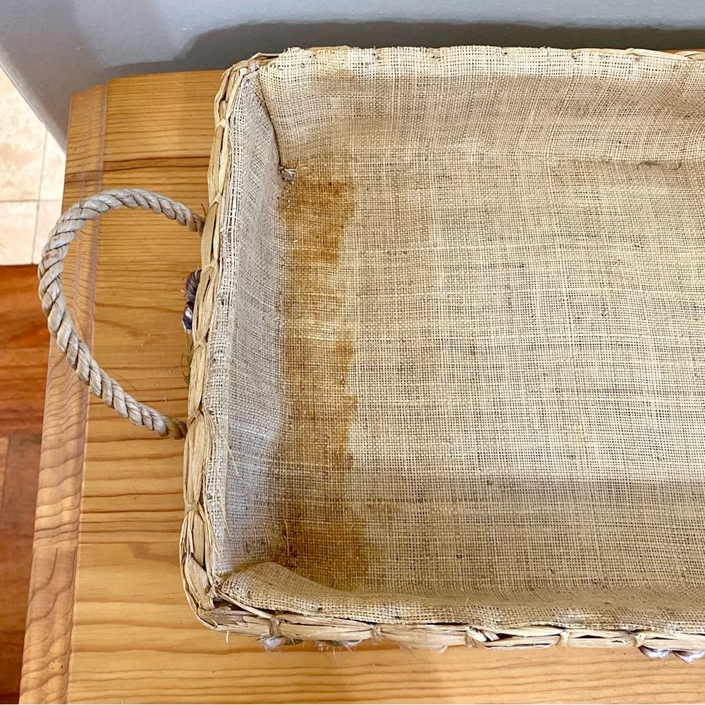 Vintage 50s - 70s Seagrass Basket Set 2 Fruit Fruits & Veggies Rectangle